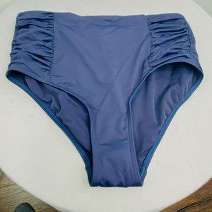 Sea Level Women's High Waisted Side Gathered Navy Blue Bikini Bottom Size 8